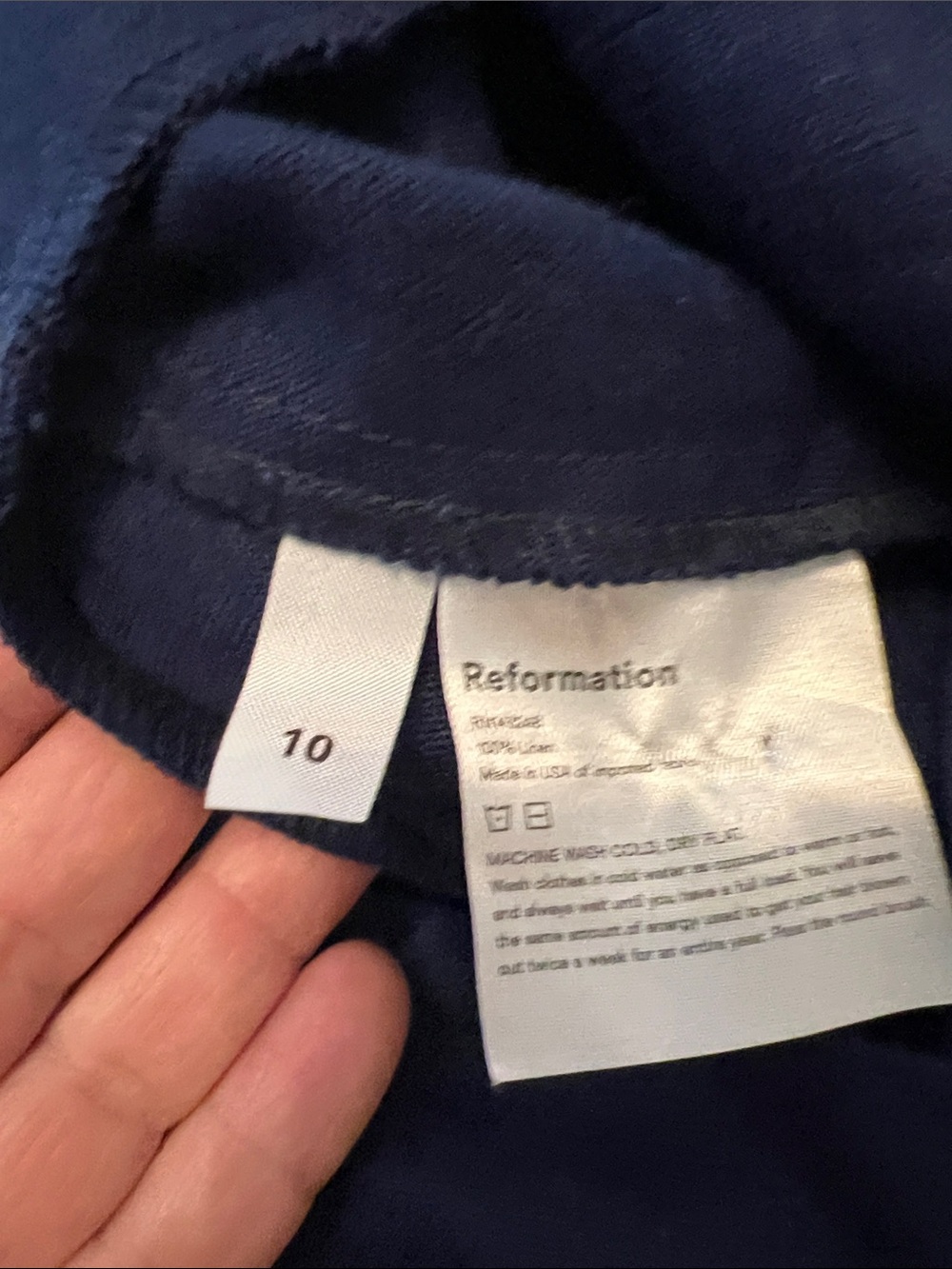 Reformation Navy Tie-Shoulder Peplum Camisole - Picture 4 of 4